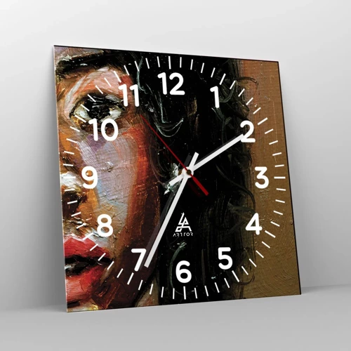 Horloge murale - Pendule murale - Noir et brillant - 30x30 cm