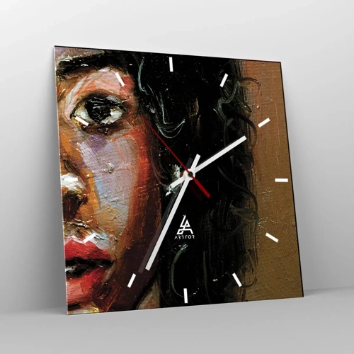 Horloge murale - Pendule murale - Noir et brillant - 30x30 cm