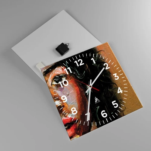 Horloge murale - Pendule murale - Noir et brillant - 40x40 cm