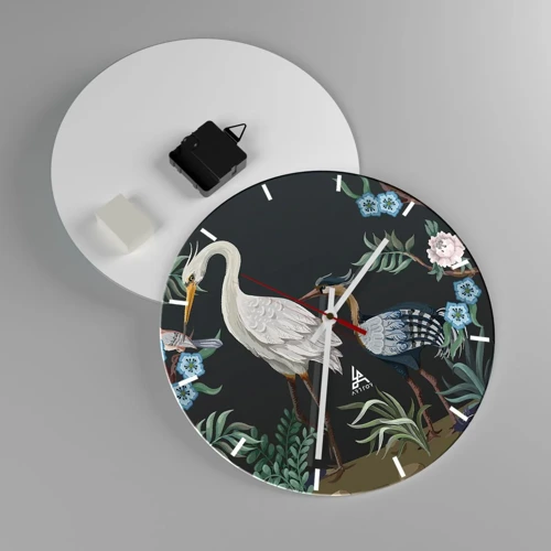 Horloge murale - Pendule murale - Parade d'oiseaux - 30x30 cm