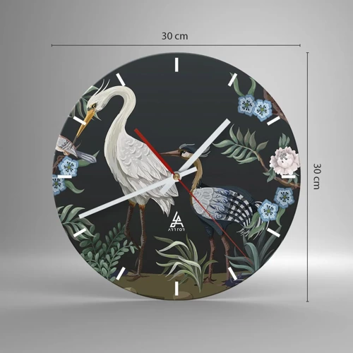 Horloge murale - Pendule murale - Parade d'oiseaux - 30x30 cm