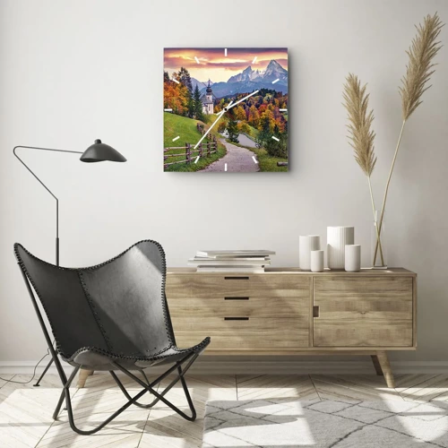 Horloge murale - Pendule murale - Paysage comme peind - 30x30 cm