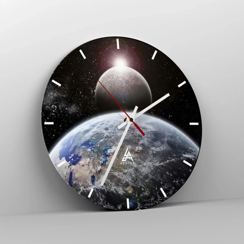 Horloge murale - Pendule murale - Paysage cosmique - lever de soleil - 30x30 cm