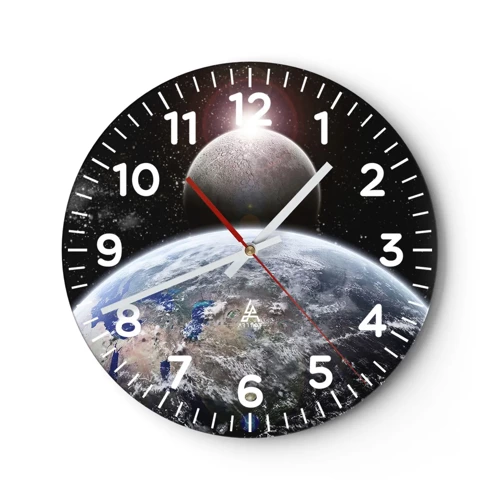 Horloge murale - Pendule murale - Paysage cosmique - lever de soleil - 30x30 cm