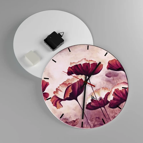 Horloge murale - Pendule murale - Pétale rouge et blanc - 30x30 cm