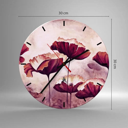 Horloge murale - Pendule murale - Pétale rouge et blanc - 30x30 cm