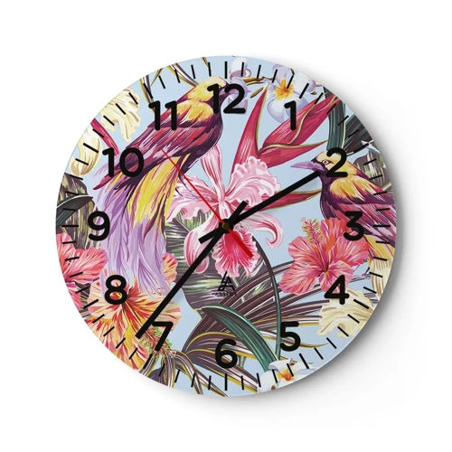 Horloge murale - Pendule murale - Pétales et plumes - 30x30 cm