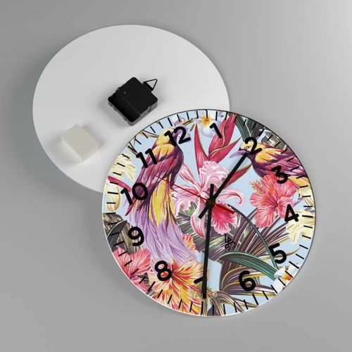 Horloge murale - Pendule murale - Pétales et plumes - 30x30 cm