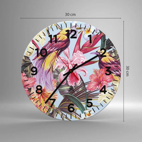 Horloge murale - Pendule murale - Pétales et plumes - 30x30 cm