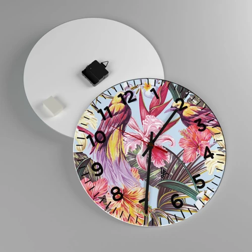 Horloge murale - Pendule murale - Pétales et plumes - 40x40 cm