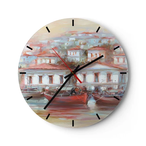 Horloge murale - Pendule murale - Petite ville heureuse - 30x30 cm