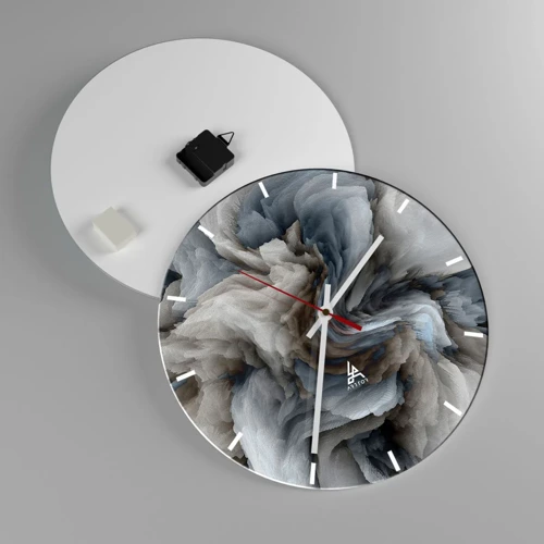 Horloge murale - Pendule murale - Pierre et fleur - 40x40 cm