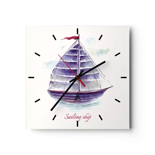 Horloge murale - Pendule murale - Plein de voiles et d’eau calme - 30x30 cm