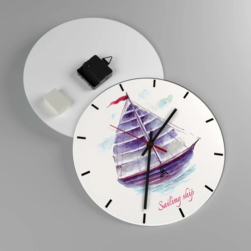 Horloge murale - Pendule murale - Plein de voiles et d’eau calme - 30x30 cm