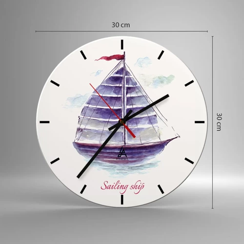 Horloge murale - Pendule murale - Plein de voiles et d’eau calme - 30x30 cm