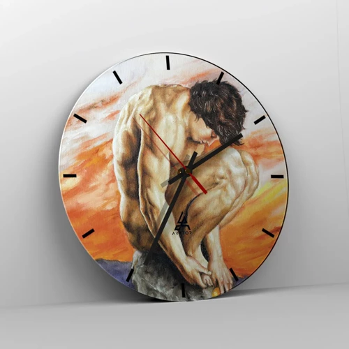 Horloge murale - Pendule murale - Plongé dans ses pensées - 40x40 cm