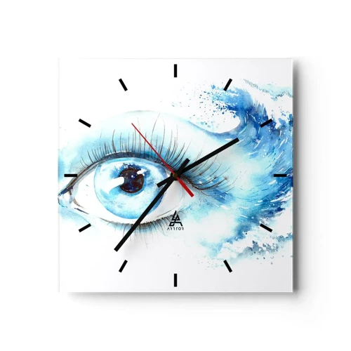 Horloge murale - Pendule murale - Plongez-vous dans le bleu du regard - 30x30 cm