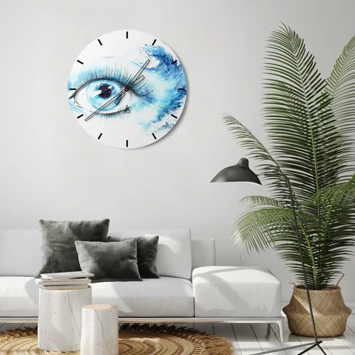 Horloge murale - Pendule murale - Plongez-vous dans le bleu du regard - 30x30 cm