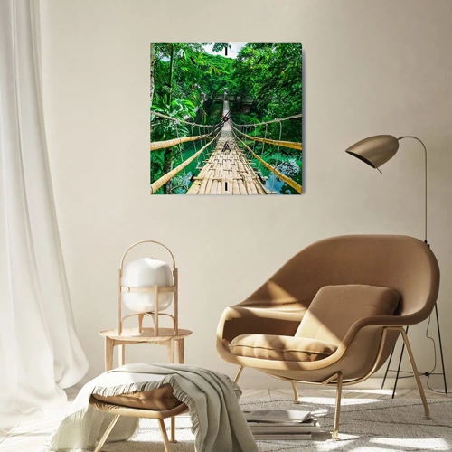 Horloge murale - Pendule murale - Pont de singe en pleine nature - 40x40 cm