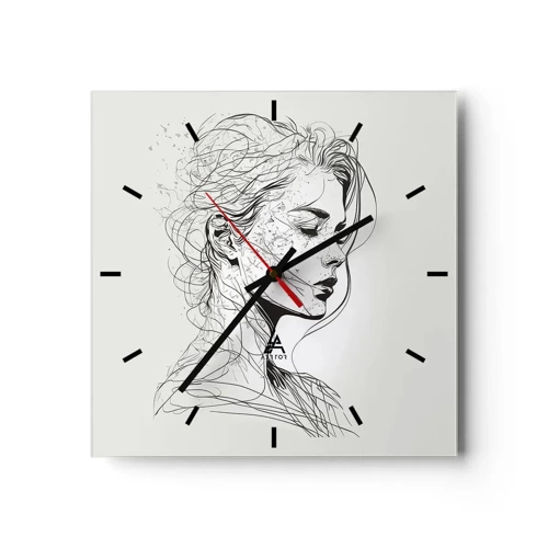 Horloge murale - Pendule murale - Portrait en pensée - 30x30 cm