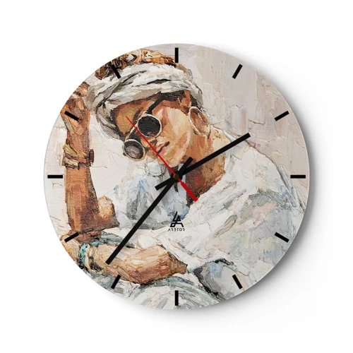 Horloge murale - Pendule murale - Portrait en plein soleil - 40x40 cm