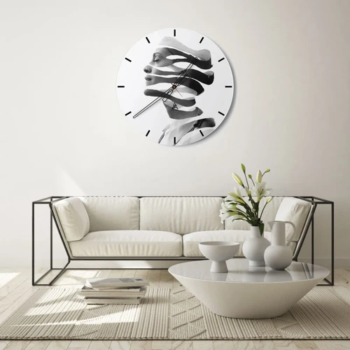 Horloge murale - Pendule murale - Portrait surréaliste - 30x30 cm