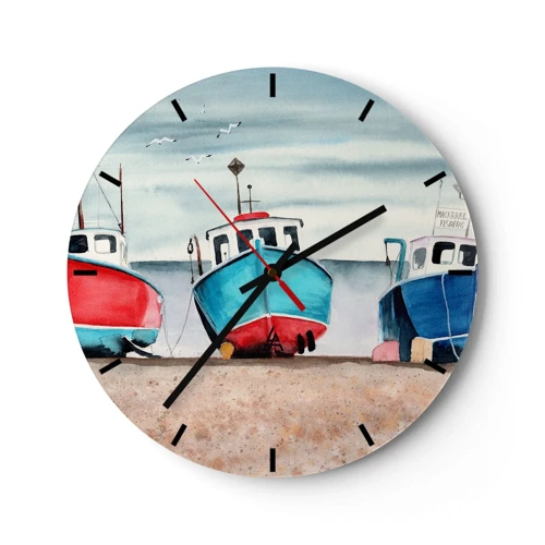 Horloge murale - Pendule murale - Prêt pour la pêche - 30x30 cm