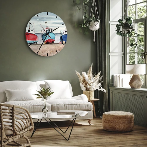 Horloge murale - Pendule murale - Prêt pour la pêche - 30x30 cm