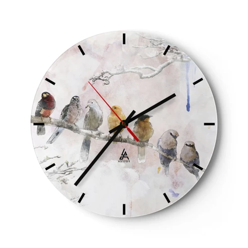 Horloge murale - Pendule murale - Rencontre ailée - 30x30 cm