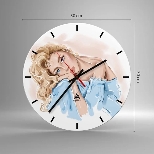 Horloge murale - Pendule murale - Rêveuse en bleu - 30x30 cm