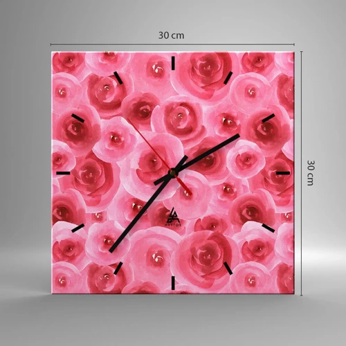 Horloge murale - Pendule murale - Roses en-haut et en-bas - 30x30 cm