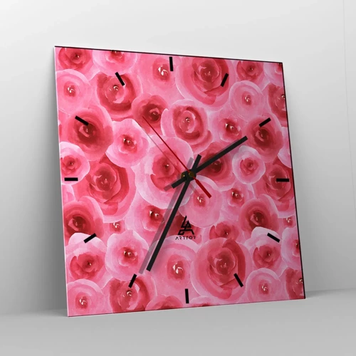 Horloge murale - Pendule murale - Roses en-haut et en-bas - 30x30 cm