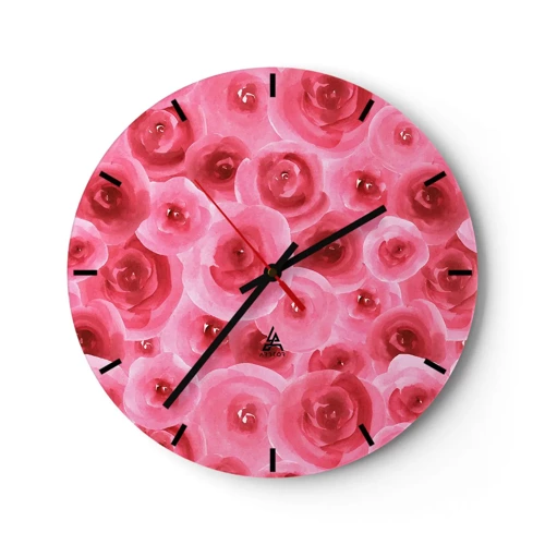 Horloge murale - Pendule murale - Roses en-haut et en-bas - 30x30 cm