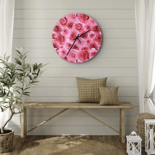 Horloge murale - Pendule murale - Roses en-haut et en-bas - 30x30 cm