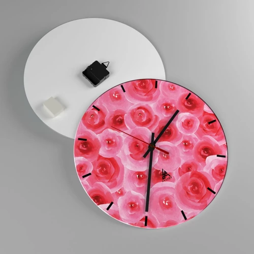 Horloge murale - Pendule murale - Roses en-haut et en-bas - 40x40 cm