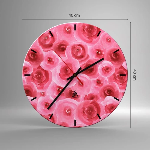 Horloge murale - Pendule murale - Roses en-haut et en-bas - 40x40 cm