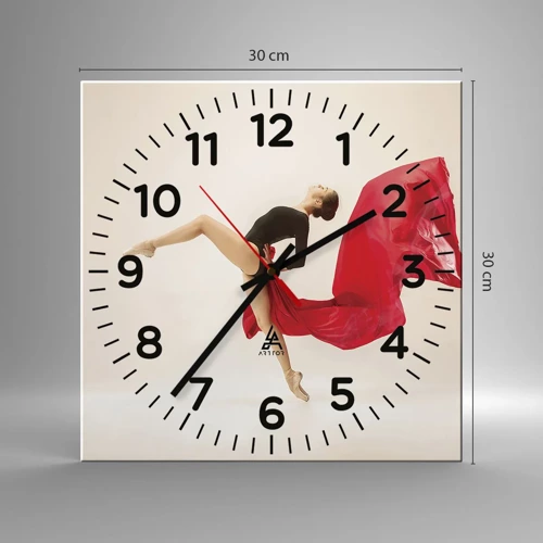 Horloge murale - Pendule murale - Rouge et noir - 30x30 cm