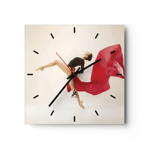 Horloge murale - Pendule murale - Rouge et noir - 30x30 cm