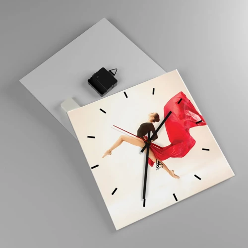 Horloge murale - Pendule murale - Rouge et noir - 30x30 cm