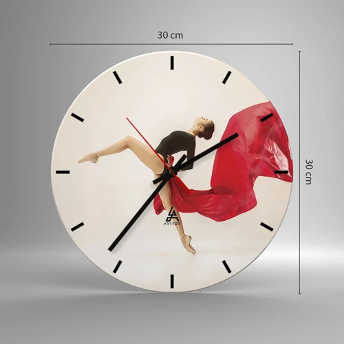 Horloge murale - Pendule murale - Rouge et noir - 30x30 cm