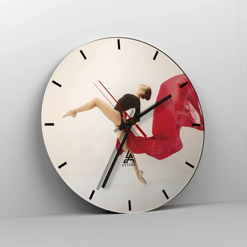 Horloge murale - Pendule murale - Rouge et noir - 40x40 cm