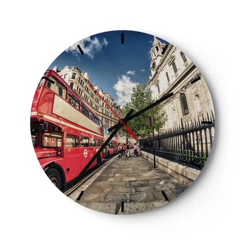 Horloge murale - Pendule murale - Rue de Londres en gris et rouge - 30x30 cm