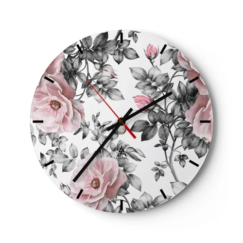 Horloge murale - Pendule murale - Se perdre dans les fleurs des roses - 30x30 cm