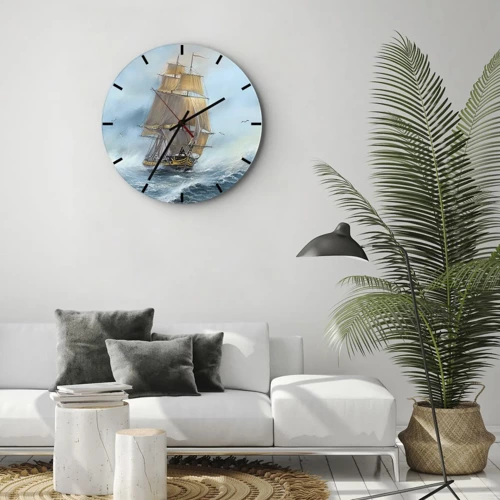 Horloge murale - Pendule murale - Se précipitant sur les vagues - 30x30 cm