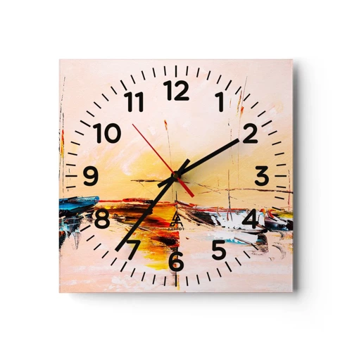 Horloge murale - Pendule murale - Soirée à la marina - 30x30 cm