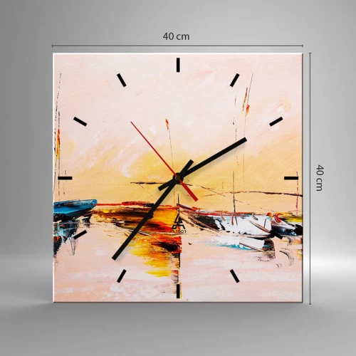 Horloge murale - Pendule murale - Soirée à la marina - 40x40 cm