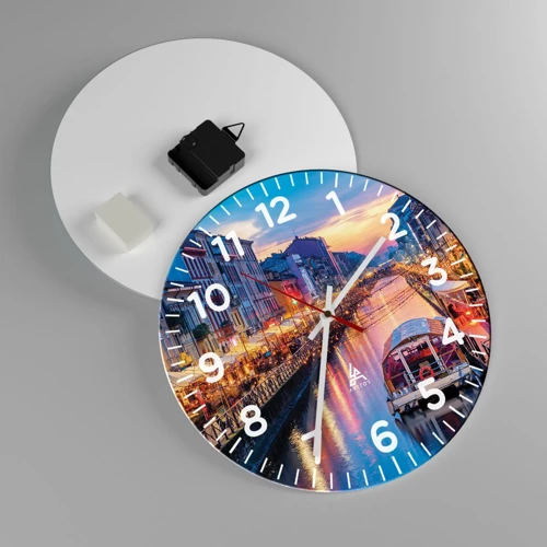 Horloge murale - Pendule murale - Soirée de lumière et de jeu - 30x30 cm