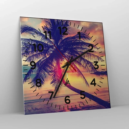 Horloge murale - Pendule murale - Soirée sous les palmiers - 30x30 cm