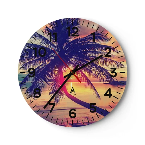 Horloge murale - Pendule murale - Soirée sous les palmiers - 30x30 cm