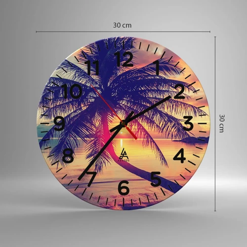 Horloge murale - Pendule murale - Soirée sous les palmiers - 30x30 cm